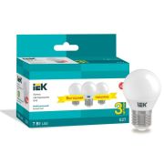 Лампа светодиодная 7Вт G45 шар 4000К нейтр. бел. E27 230В (уп.3шт) IEK LLE-G45-07-230-40-E27-3