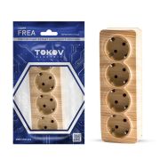 Розетка 4-м ОП Frea 16А IP20 250В с заземл. АБС-пластик сосна TOKOV ELECTRIC TKE-FR-R4Z-C25