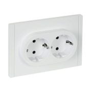 Розетка 2-м СП FORTE&PIANO FP223 16А с заземл. защ. шторки безвинт. крепл. бел. IEK FP-R24-16-1-K01
