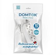 Удлинитель 3х10м с заземл. 16А IP20 3.5кВт ПВС 3х1 с выкл. бел. DOMTOK 2380