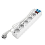 Удлинитель с сетевым фильтром 5х1.8м с заземл 10А IP20 2.2кВт ПВС 3х1 с выкл. бел. DOMTOK 2527