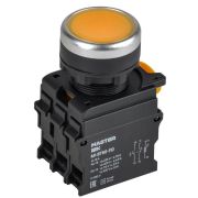 Кнопка d22мм 1НО+1НЗ MASTER с подсветкой желт. IEK MI-BT60-11D-3-12-K05