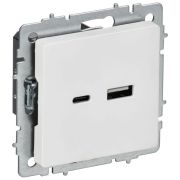 Розетка BRITE РЮ11-1-БрАБ 18Вт USB A+C механизм арктич. бел. IEK BR-U22-018-K91