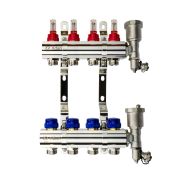 Коллекторная группа FHF-4RF set 4 контура 1'x3/4' с расходомерами, воздухоотводчиками и кронштейнами