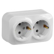 GLORY Розетка двухместная наружная с заземлением белая