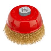 Щетка для УШМ, 100 мм, М14, чашка, латунированная витая проволока