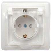 KVARTA Розетка с заземлением с защитными шторками с крышкой IP44 16А кер РСбш10-3-ККБ-44 белый GENERICA