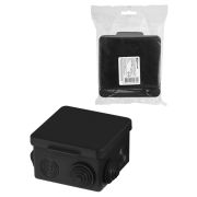 Распаячная коробка ОП 80х80х50мм крышка IP54 7вх. черная инд. штрихкод TDM