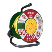 Удлинитель Союз силовой на катушке с 4 гнезда 3500 Вт с заземлением 50м