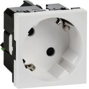 Розетка 45град с заземляющим контактом защитной шторкой и безвинтовым зажимом (2 модуля) белая