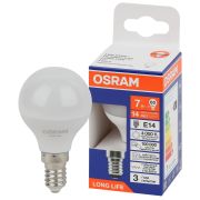 Лампа светодиодная шар LED 7Вт Е14 4000К 600Лм 170-250В (замена 60Вт) OSRAM