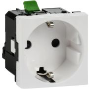Розетка с заземляющим контактом без защитной шторки и безвинтовым зажимом (2 модуля) белая
