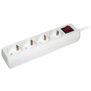 Удлинитель бытовой 4 розетки шнур 3м с заземлением с выключателем 16А