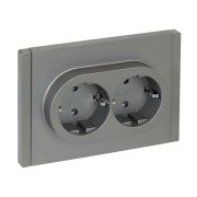 FORTE&PIANO Розетка 2-местная с заземлением без защитных шторок безвинтовое крепление 16А FP524 сталь IEK