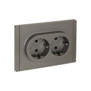 FORTE&PIANO Розетка 2-местная с заземлением с защитными шторками безвинтовое крепление 16А FP523 сталь IEK