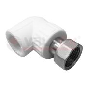 Угольник комбинированный 25x3/4' ВР с накидной гайкой, переходной, полипропиленовый PPR, белый