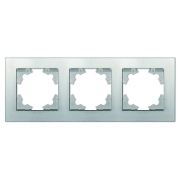 Рамка трехместная горизонтальная Афина серебро (еврослот)
