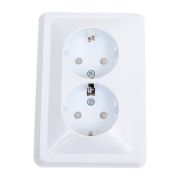 VEGA Розетка 2-местная с заземлением с защитными шторками 16А РСш12-3-ВБ белый GENERICA