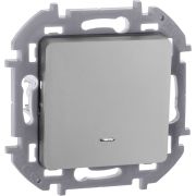 Выключатель 1-клавишный с подсветкой/индикацией 10АХ безвинтовое крепление алюминий INSPIRIA