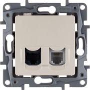 Розетка двойная RJ11+RJ45 кат.5E UTP слоновая кость ETIKA