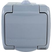 AQUATIC Розетка 1-ая с з/к откр. уст. 16А IP54    РСш12-2-А