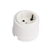 Розетка с заземляющим контактом, пластик, белый