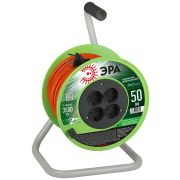 Удлинитель силовой на пластиковой катушке без заземления 4 розетки 50м ПВС 2х1,5мм2 RP-4-2x1.5-50m