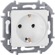 Розетка 1-местная с заземлением с защитными шторками 16А слоновая кость INSPIRIA