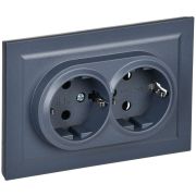 BRITE Розетка двойная с заземлением с защитными шторками 16А в сборе РСш12-3-БрМ маренго