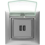 Рамка 1-местная IP44 с крышкой алюминий VALENA