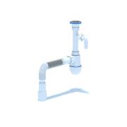 Сифон для умывальника АНИ 1 1/4'X40 с отводом для стиральной машины и гибкой трубой 40х40/50