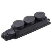 Розетка каучук тройная с защитными крышками IP44 ОМЕГА