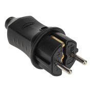 Вилка прямая влагозащищенная 2P+PE 230В 16А IP44 каучук черная