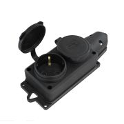 Колодка 2-х местная однофазная с заглушками КОМПАКТ с/з каучук 16 А 250 В IP44 еврослот