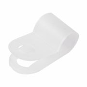 Скоба кабельная под винт 5мм, белая, 50 шт