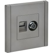 FORTE&PIANO Розетка двойная TV+RJ45 кат.5E FP536 сталь IEK