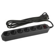 Фильтр сетевой черный с заземлением, 3x0,75мм2, с выкл, 6гн, 3м USF-6es-3 м-B-BOX