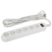 Фильтр сетевой белый с заземлением, 3x0,75 мм2, с выключателем, 6 гнезд, 3м USF-6es-3 м-W-BOX