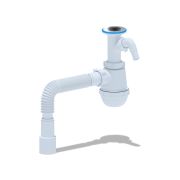 Сифон для мойки АНИ Грот 1 1/2'X40 литой выпуск с отводом для стиральной машины с гибкой трубой 40х40/50