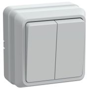 OKTAVA Выключатель 2-клавишный для открытой установки 10А ВС20-2-0-ОБ белый GENERICA