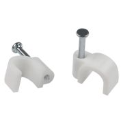 Скоба пластиковая крепежная круглая 5 мм белая NO-224-567 (50 шт/уп)