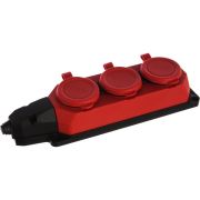 Колодка каучуковая с/з 3 гнезда 16A IP44 красная 9/90/540