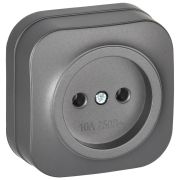 GLORY Розетка 1-местная для открытой установки без заземления без защитных шторок 10А РС20-2-ХСм сталь матовый IEK