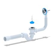 Сифон для ванны АНИ 1 1/2' с выпуском и переливом с гибкой трубой 40х50