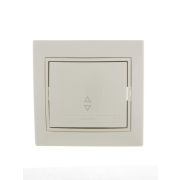 Выключатель одноклавишный, проходной, бежевый, с бежевой вставкой