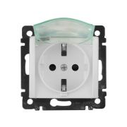 Розетка 1-местная с заземлением с защитными шторками и крышкой 16А IP44 белый VALENA