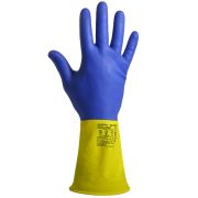 Перчатки химостойкие латекс/неопрен с внутренним хлопковым напылением, толщина 0,70 мм,  синие- желтые ArmProtect NL700,  р.XL (10)