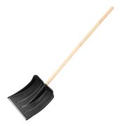 Лопата для уборки снега пластиковая, 380х385х1420 мм, оцинк.планка, дерев.черенок