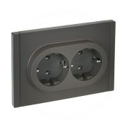 FORTE&PIANO Розетка 2-местная с заземлением без защитных шторок безвинтовое крепление 16А FP324 серый IEK