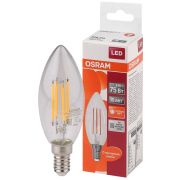 Лампа светодиодная LED 6Вт E14 CLB75 тепло-бел, Filament прозр.свеча OSRAM